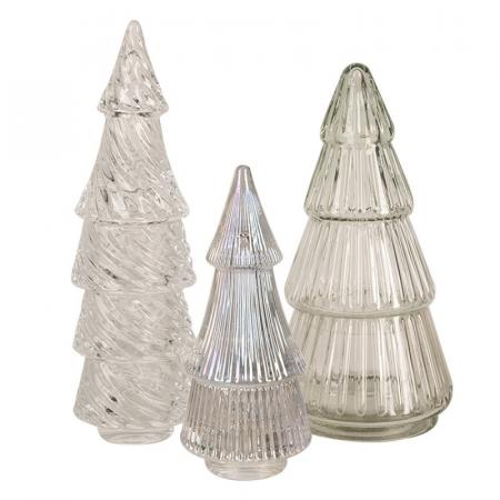 Clayre & Eef Glastopf Weihnachtsbaum  Ø 7x16 cm Transparant Glas Vorratsglasdeckel