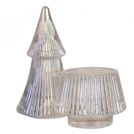 Clayre & Eef Glastopf Weihnachtsbaum  Ø 7x16 cm Transparant Glas Vorratsglasdeckel