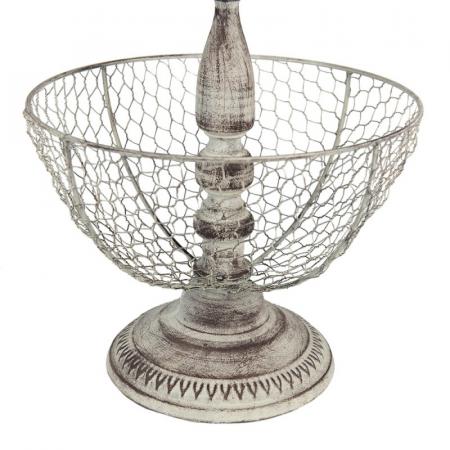 Clayre & Eef 2-stöckige Etagere Ø 30x44 cm Beige Eisen Rund Obstschale