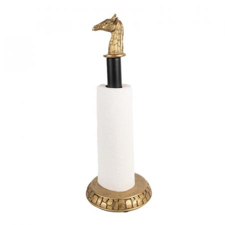 Clayre & Eef Küchenrollenhalter Ø 16x41 cm Goldfarbig Schwarz Kunststoff Rollenhalter