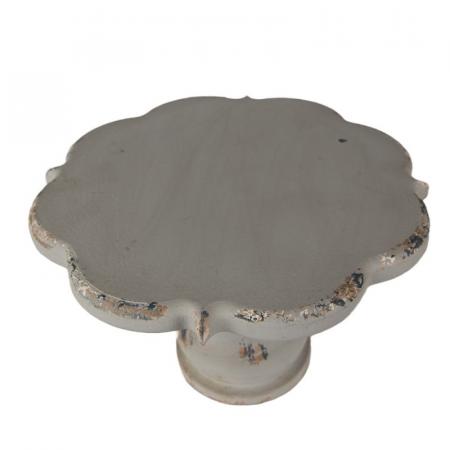 Clayre & Eef Etagere Ø 26x17 cm Grau Holz Rund Tortenständer auf Fuß