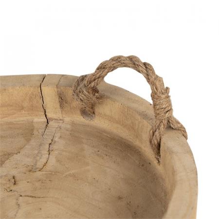 Clayre & Eef Dekoration Serviertablett Ø 35 cm Braun Holz Rund Servierplatte