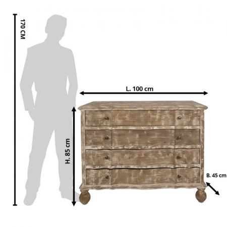 Clayre & Eef Sideboard 100x45x85 cm Braun Holz Schubladenschrank