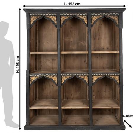 Clayre & Eef Bücherschrank 152x40x193 cm Schwarz Holz Fächerregal