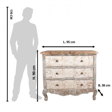 Clayre & Eef Sideboard 95x38x90 cm Beige Grau Holz Schubladenschrank