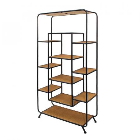 Clayre & Eef Wandregal 80x32x169 cm Braun Schwarz Holz Eisen Wandständer