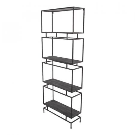 Clayre & Eef Wandregal 61x23x160 cm Schwarz Metall Wandregal