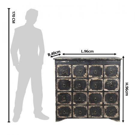 Clayre & Eef Schubladenschrank 96x40x94 cm Schwarz Holz Schrank