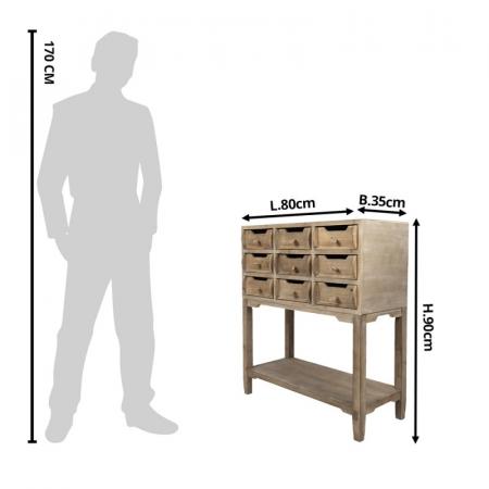 Clayre & Eef Schubladenschrank 80x35x90 cm Braun Holz Rechteck Kommode