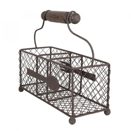 Clayre & Eef Besteckhalter 25x10x12 cm Braun Eisen Besteckkasten