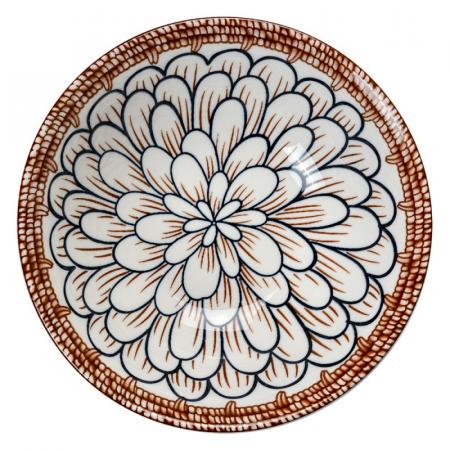 Clayre & Eef Suppenschale 300 ml Weiß Braun Keramik Servierschüssel