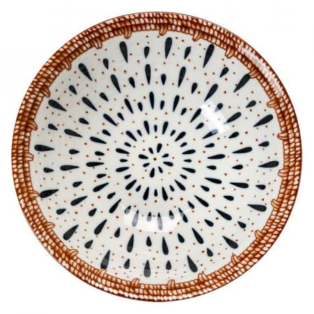 Clayre & Eef Suppenschale 300 ml Weiß Schwarz Keramik Servierschüssel