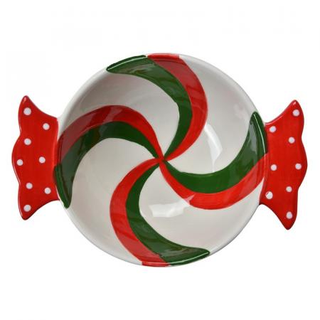 Clayre & Eef Suppenschale 300 ml Rot Grün Keramik Servierschüssel