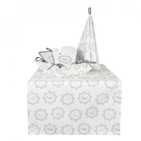 Clayre & Eef Geschirrtuch Ø 80 cm Weiß Grau Baumwolle Hund Rund