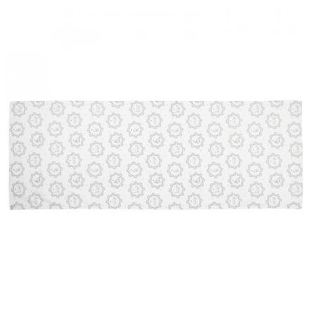 Clayre & Eef Tischläufer 50x140 cm Weiß Grau Baumwolle Katze Tischdecke