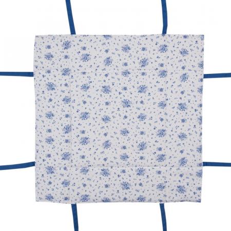 Clayre & Eef Brotkorb 35x35x8 cm Weiß Blau Baumwolle Rosen Quadrat