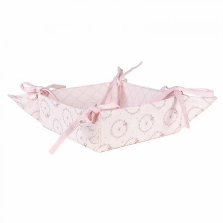 Clayre & Eef Brotkorb 35x35x8 cm Rosa Baumwolle Kaninchen Quadrat