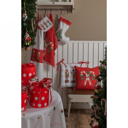 Clayre & Eef Geschirrtuch 50x70 cm Rot Baumwolle Zuckerstange Weihnachten Rechteck Küchentuch