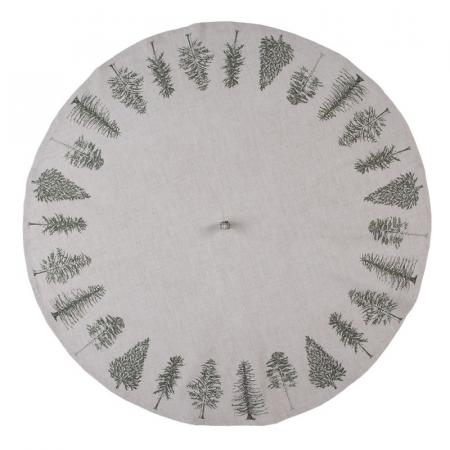 Clayre & Eef Geschirrtuch Ø 80 cm Beige Grün Baumwolle Tannenbäume Rund