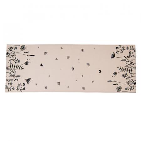 Clayre & Eef Tischläufer 50x140 cm Beige Schwarz Baumwolle Blumen Tischdecke