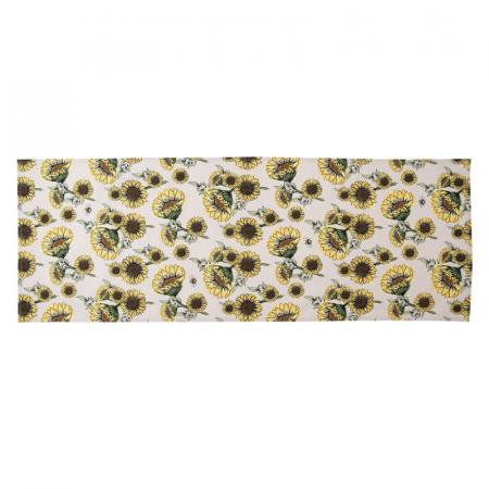 Clayre & Eef Tischläufer 50x140 cm Beige Gelb Baumwolle Sonnenblumen Tischdecke