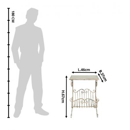 Clayre & Eef Beistelltisch 46x37x67 cm Weiß Eisen Holz Rechteck