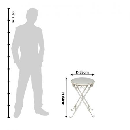 Clayre & Eef Beistelltisch Ø 52x65 cm Weiß Eisen Holz Oval
