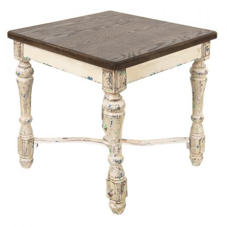 Clayre & Eef Beistelltisch 60x60x64 cm Weiß Holz Quadrat