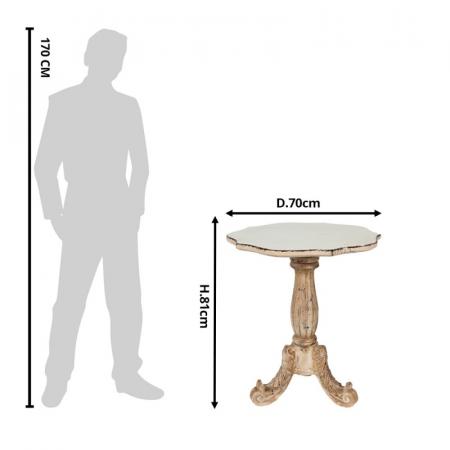 Clayre & Eef Beistelltisch Ø 70x81 cm Weiß Beige Holz Rund