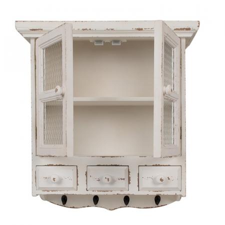 Clayre & Eef Wandregal 56x23x61 cm Weiß Holzprodukt Aufbewahrungsschrank