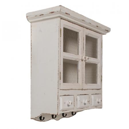 Clayre & Eef Wandregal 56x23x61 cm Weiß Holzprodukt Aufbewahrungsschrank