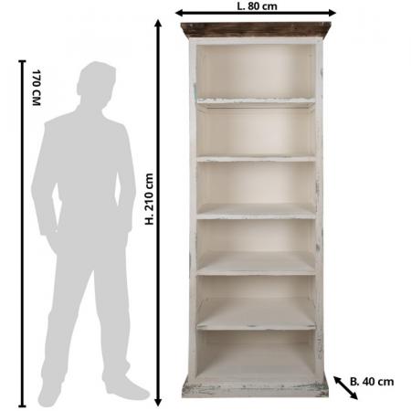 Clayre & Eef Bücherschrank 80x40x210 cm Weiß Holz