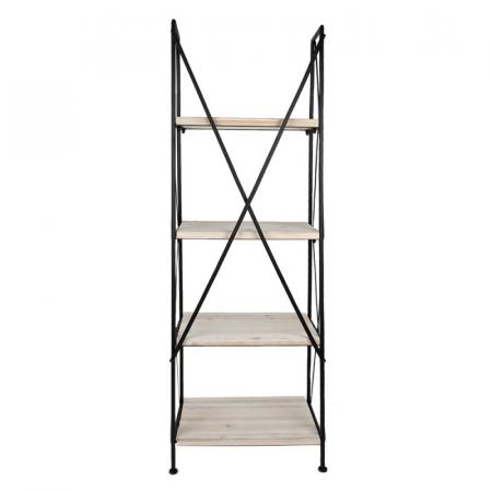 Clayre & Eef Regalschränke 60x41x181 cm Schwarz Braun Holz Eisen Regal