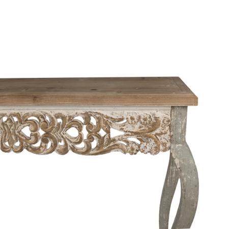 Clayre & Eef Beistelltisch 125x41x91 cm Braun Beige Holz Konsolentisch