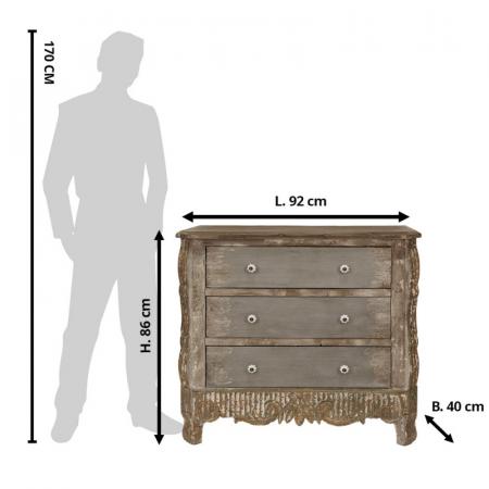 Clayre & Eef Sideboard 92x40x86 cm Braun Beige Holz Schubladenschrank