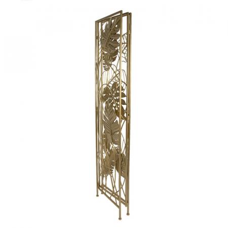 Clayre & Eef Raumteiler 124x2x181 cm Goldfarbig Eisen Blätter Zimmertrennwand