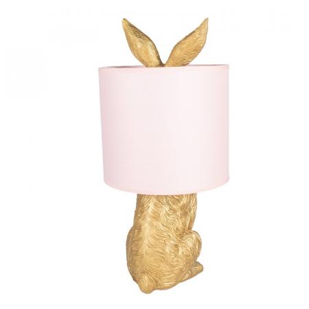 Clayre & Eef Tischlampe Kaninchen Ø 20x43 cm Goldfarbig Kunststoff Schreibtischlampe