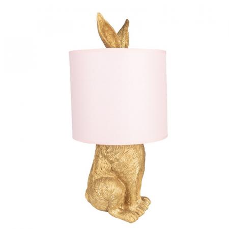 Clayre & Eef Tischlampe Kaninchen Ø 20x43 cm Goldfarbig Kunststoff Schreibtischlampe
