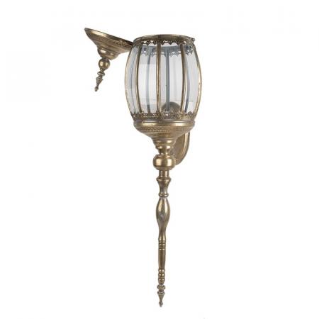 Clayre & Eef Wandleuchte 26x30x109 cm Goldfarbig Eisen Glas Wandlampe