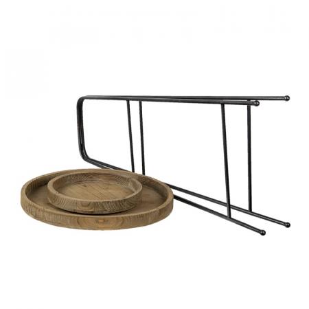 Clayre & Eef 2-stöckige Etagere Ø 49x74 cm Braun Eisen Rund Obstschale Etagere