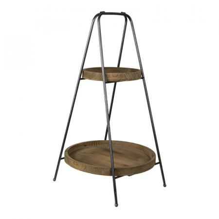 Clayre & Eef 2-stöckige Etagere Ø 49x74 cm Braun Eisen Rund Obstschale Etagere