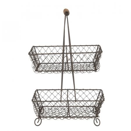 Clayre & Eef 2-stöckige Etagere 23x15x37 cm Schwarz Eisen Rechteck Obstschale Etagere