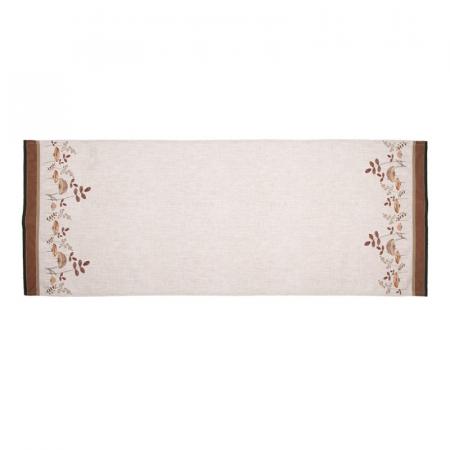 Clayre & Eef Tischläufer 50x140 cm Beige Baumwolle Pilze Tischdecke