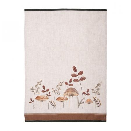 Clayre & Eef Geschirrtuch 50x70 cm Beige Baumwolle Pilze Küchentuch
