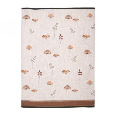 Clayre & Eef Geschirrtuch 50x70 cm Beige Baumwolle Pilze Küchentuch
