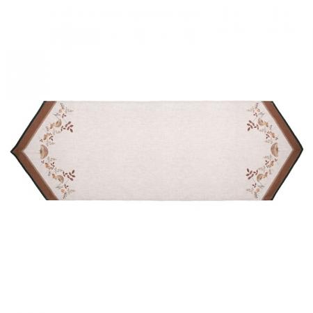 Clayre & Eef Tischläufer 50x160 cm Beige Baumwolle Pilze Tischdecke