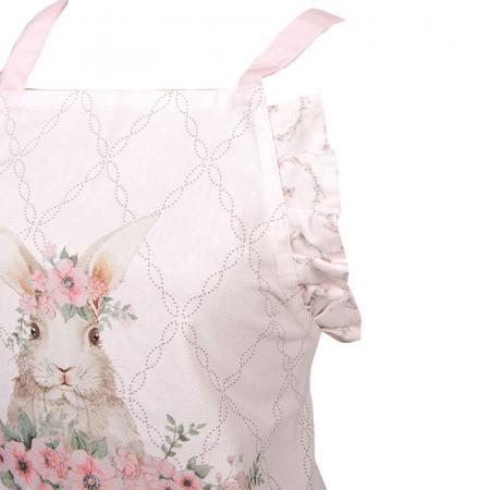 Clayre & Eef Kinderküchenschürze 48x56 cm Rosa Baumwolle Kaninchen