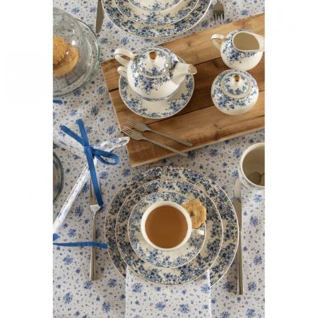 Clayre & Eef Tischsets 6er Set 48x33 cm Weiß Blau Baumwolle Rosen Rechteck
