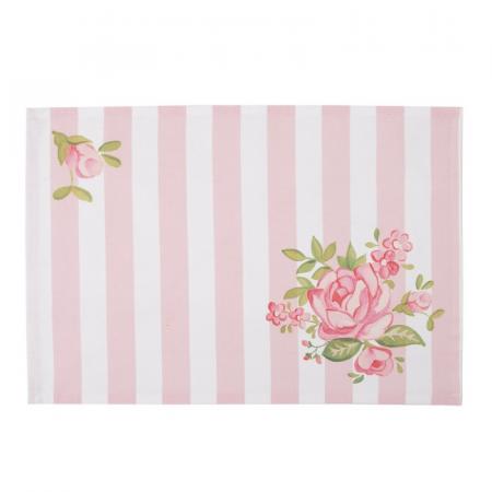Clayre & Eef Tischsets 6er Set 48x33 cm Rosa Baumwolle Rosen Rechteck