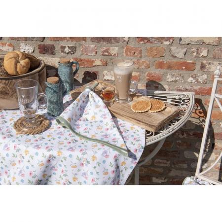 Clayre & Eef Tischsets 6er Set 48x33 cm Weiß Grün Baumwolle Blumen